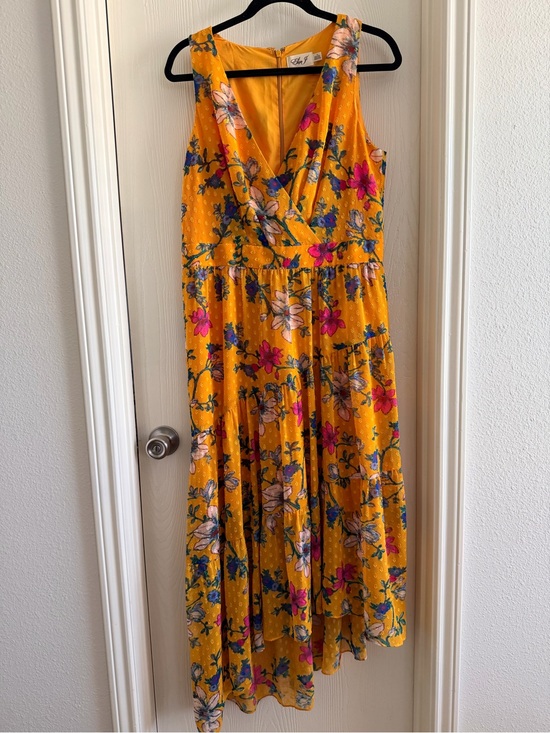 Eliza J Dresses & Skirts - Eliza J Mustard Yellow Floral High-Low Maxi Dress